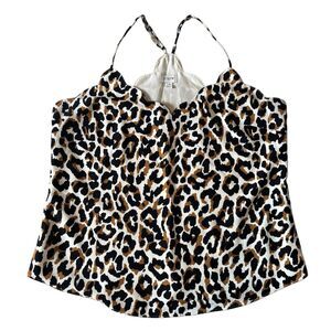 J. Crew Scalloped Cami Women's size 12 Leopard Print Crepe Tank Sleeveless